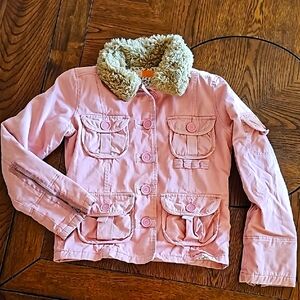 Tulle pink cargo pocket jeans jacket small